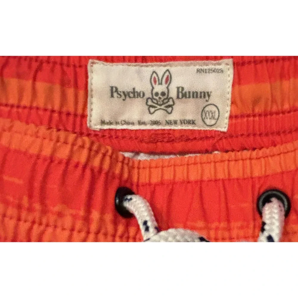 Psycho Bunny Torver Swim Trunks 3XL Orange Stripe Clown Fish 9